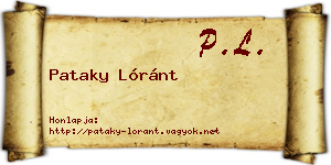 Pataky Lóránt névjegykártya